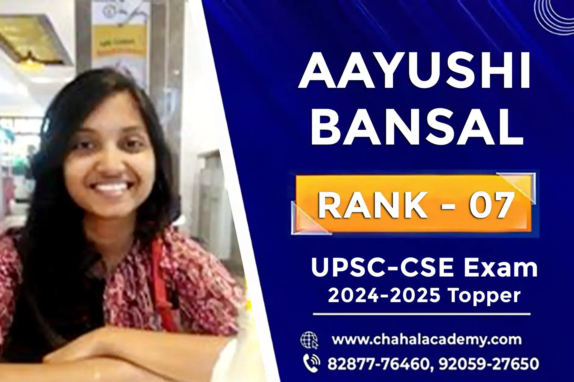 Aayushi Bansal Rank 7 UPSC 2024-25